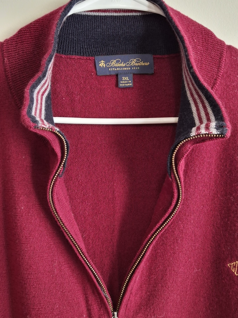Men's Brooks Brothers Zip-Up Sweater in Deep Wine 3XL